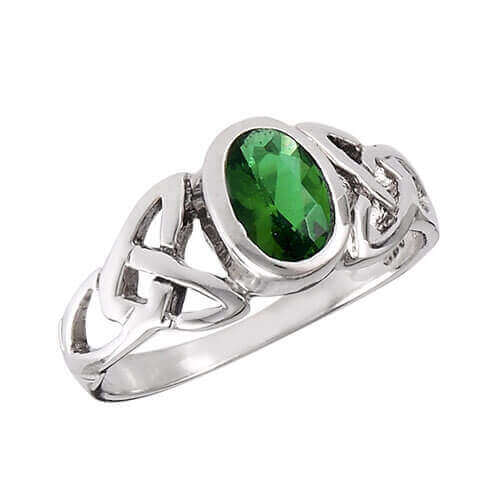 Emerald Triskel Knot Ring