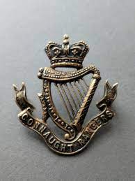A British army Connaught Rangers Irish harp badge.