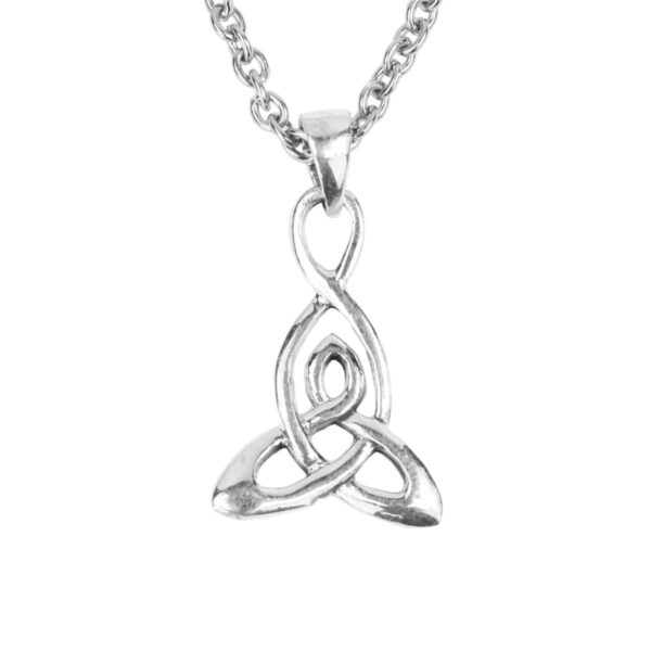 A Triquetra Sterling Silver Necklace on a sterling silver chain.