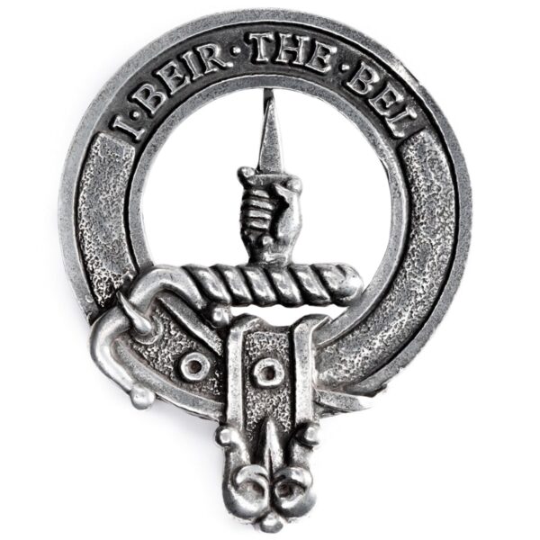 A silver Bell Clan Crest Officer Sgian Dubh featuring the words 'liberate the bell'.