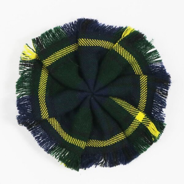 A green and yellow Robertson Red Modern Wool-Blend Tartan Rosette hat with fringes - Sold 11/23.