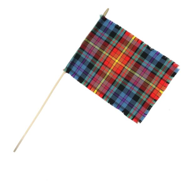 An LGBT Pride Tartan Small Flags - Homespun Wool Blend flag on a toothpick.