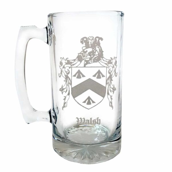 A Irish Coat of Arms 26 oz Stein Beer Mug with an Irish Coat of Arms family crest.
