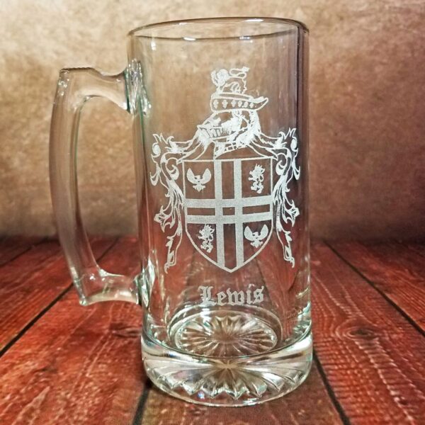 A Irish Coat of Arms 26 oz Stein Beer Mug featuring an Irish Coat of Arms crest.