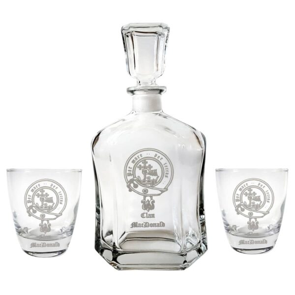 Scottish Clan Crest Decanter and Whisky Glass Set
