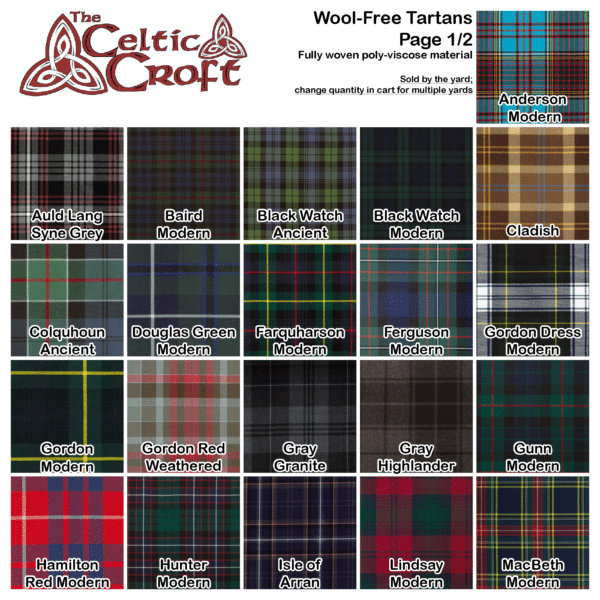 Celtic craft - wool-free tartans featuring a Tartan Pocket Square made of Wool-Free Poly/Viscose.