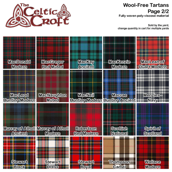 Celtic craft wool-free tartans featuring the Tartan Pocket Square - Wool-Free Poly/Viscose.