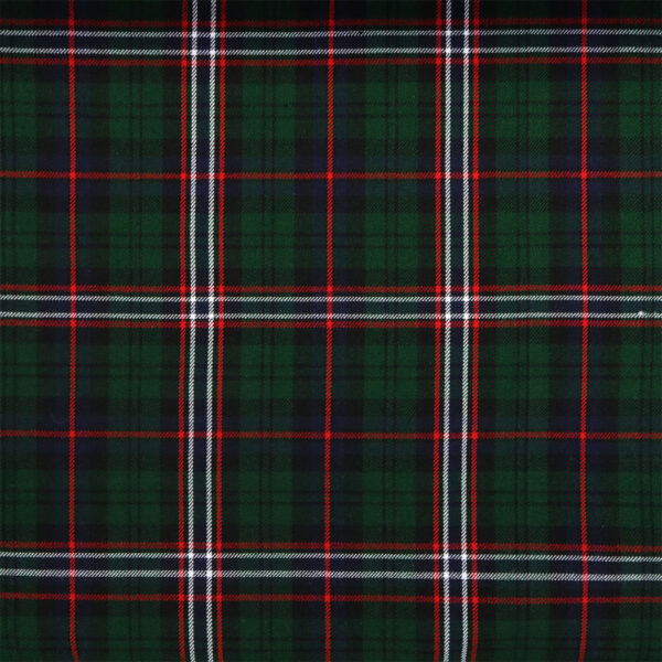 A green and red plaid tartan fabric made out of Scottish National Homespun Wool Blend Tartan REMNANTS.