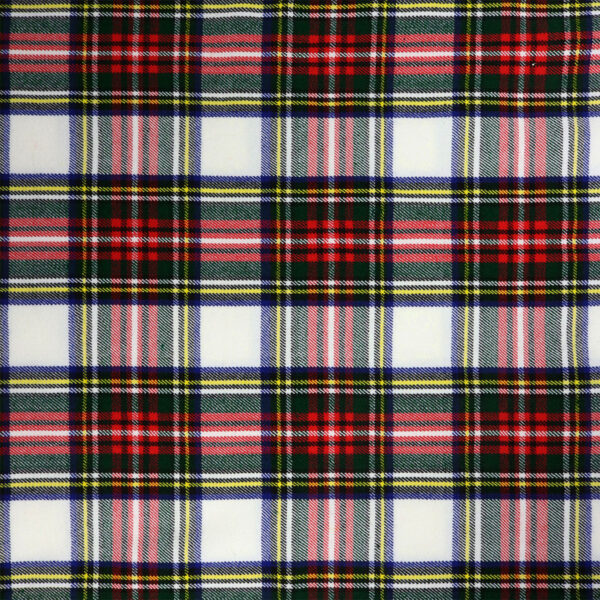 A Stewart Dress Homespun Tartan Blanket/Throw - 2 Yards fabric with red, green, and blue colors.
