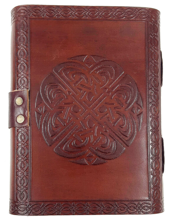 A brown Leather-Bound Celtic Cross Journal - Old Display.