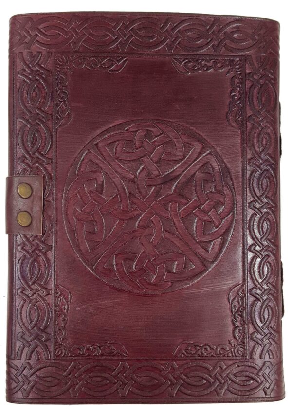 A Leather-Bound Celtic Love Birds Journal - Old Display, featuring delicate love birds motifs