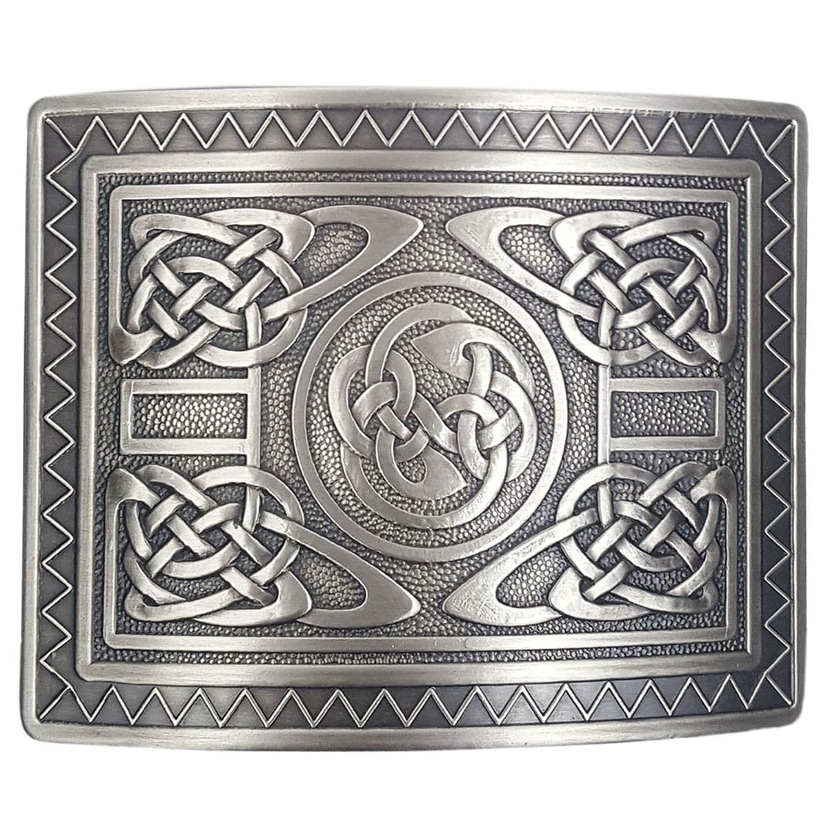 A Highland Swirl Antiqued Kilt Belt Buckle with an intricate design and an antiqued finish.
