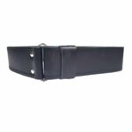 Standard Smooth Black Leather Kilt Belt with Velcro Closure