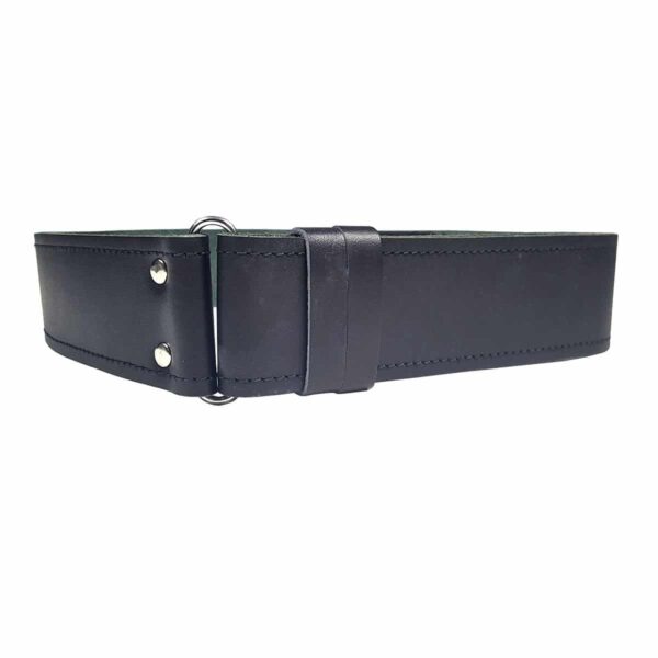 A Standard Smooth Leather Kilt Belt with metal buckles.