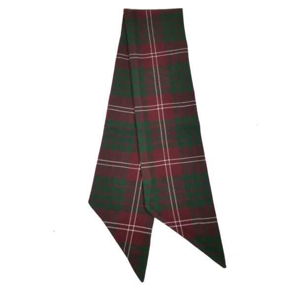 A Tartan Wreath Sash - Homespun Wool Blend in green and red on a white background.