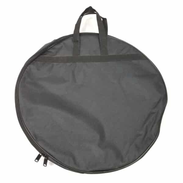 An 18" black Bodhran Case Padded 18 Inch with a handle on it, suitable as a padded bodhran case.