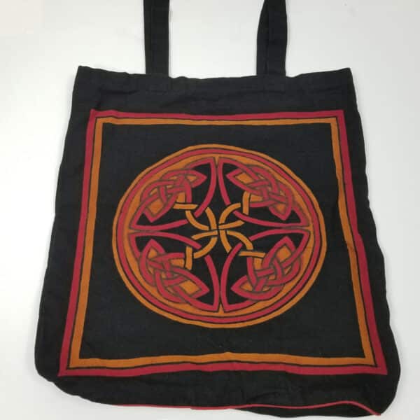A black Celtic Knot Shopping Bag, perfect for use as a stylish shopping bag.