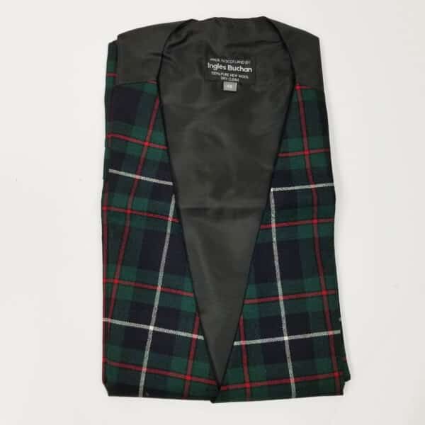A green and red Robertson Hunting Modern Tartan Vest Spring Weight 8 oz. wool - Size 48 against a white background.