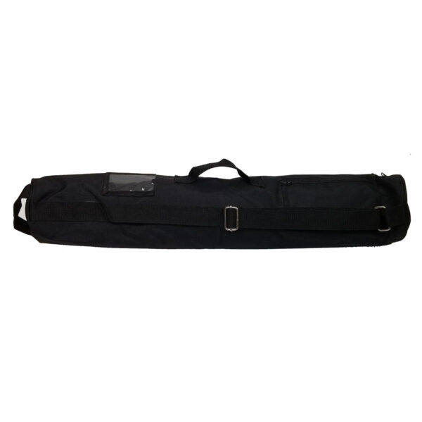 The Kilt Carry Roll is a black rectangular carrying case equipped with a handle and adjustable shoulder strap, designed to make carrying or transporting items effortless.