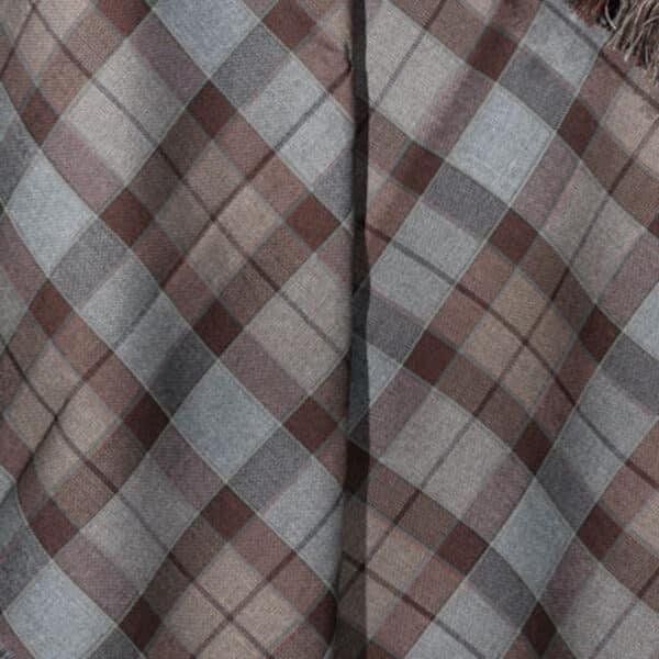 Close-up of a fabric with a diagonal plaid pattern in shades of gray and brown, reminiscent of the Official OUTLANDER Tartan - Premium Wool Remnants.