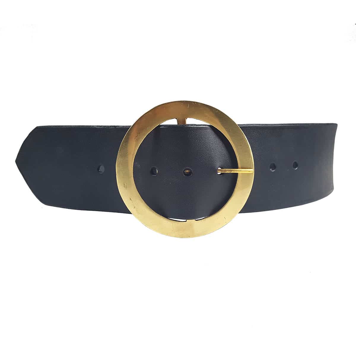 Historic Leather Belt With Brass Buckle, Black or Brown