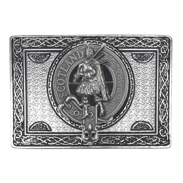 A Scottish Piper Pewter Kilt Belt Buckle with a Scottish Saint Andrew's Cross.