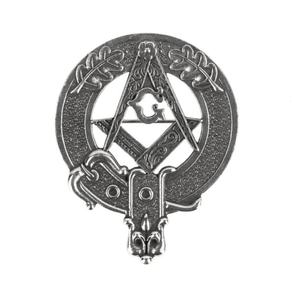 A Masonic Pewter Kilt Belt Buckle on a white background.