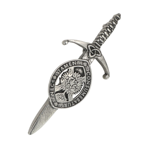 A silver Clergy Kilt Pin with a clergy emblem on it.