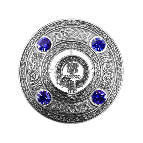 Irish Coat of Arms Plaid Brooch with blue sapphires.