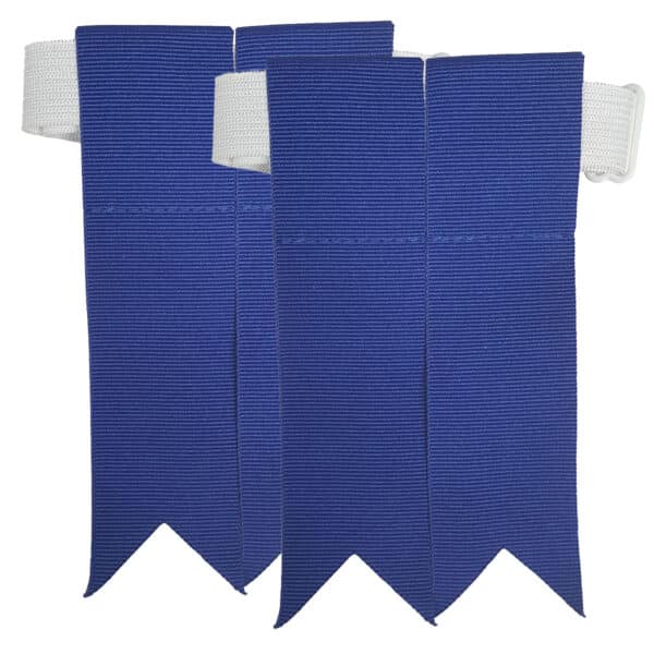 Two L&M Highland Grosgrain Flashes - Royal Blue on a white background.