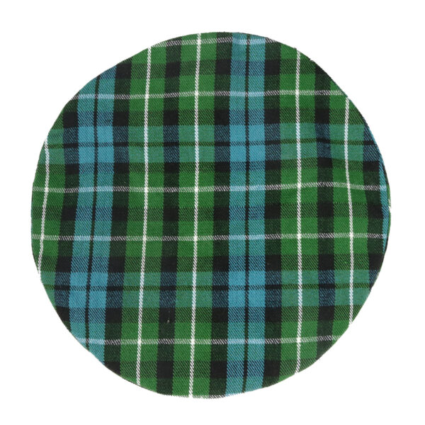 A green and black plaid hat on a white background.