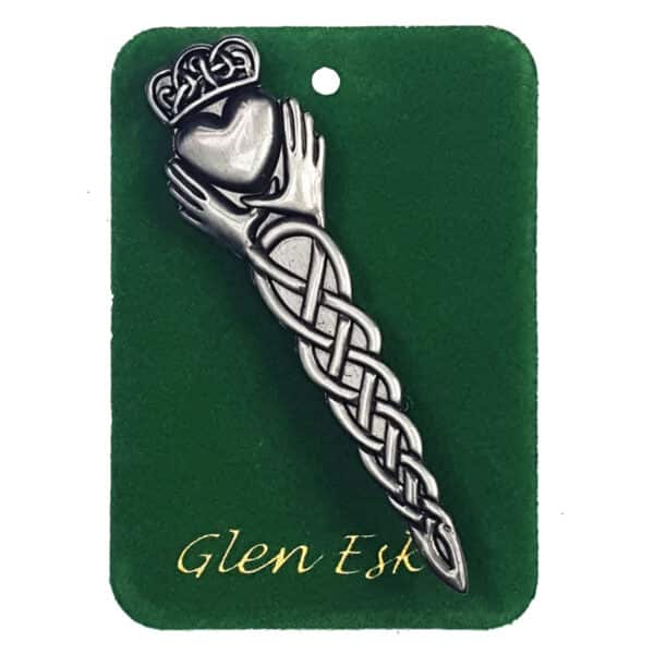 Irish Claddagh Kilt Pin with Celtic hand.