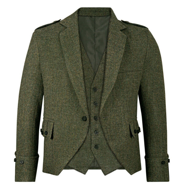 A men's Tweed 5 Button Vest on a mannequin.