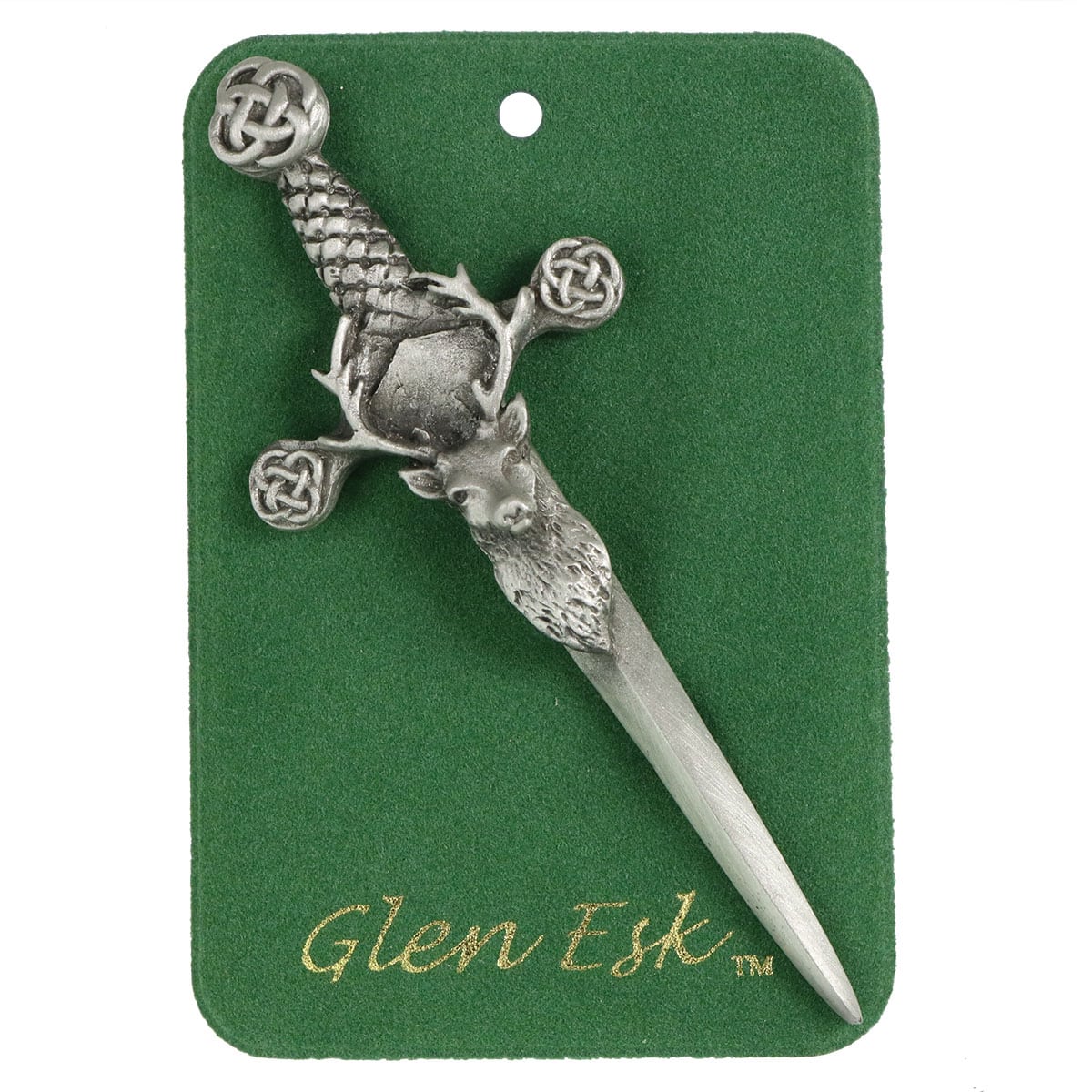 Glen esk celtic knife with a Stag's Head Kilt Pin.
