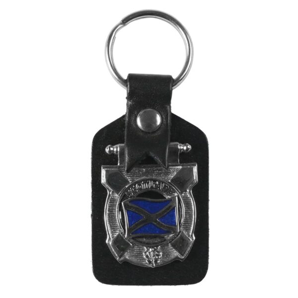 A Saltire Art Pewter Key Fob/Key Chain with a Scottish crest.