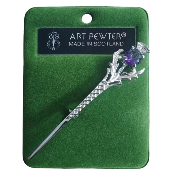 Art powter scotland thistle brooch - Amethyst Thistle Kilt Pin.