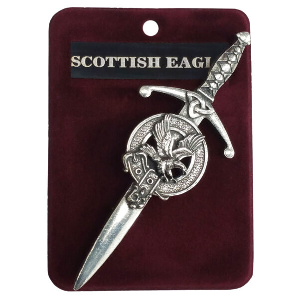 A Scottish Eagle Kilt Pin in a gift box.