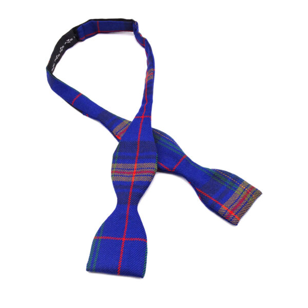 A Welsh Traditional Self Tie Tartan Bow Tie - Medium Weight Premium Wool on a white background.