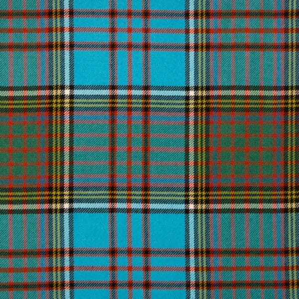 A blue and red plaid tartan fabric.