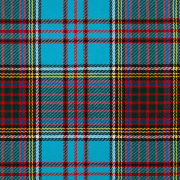 A poly-viscose fabric in a blue and red tartan pattern.