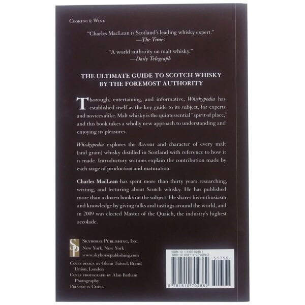 The back of the New and Revised Whiskypedia with a black cover featuring the word "whiskypedia".