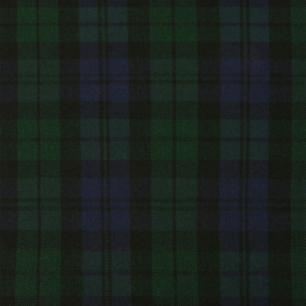 A close up of a green and blue plaid fabric.