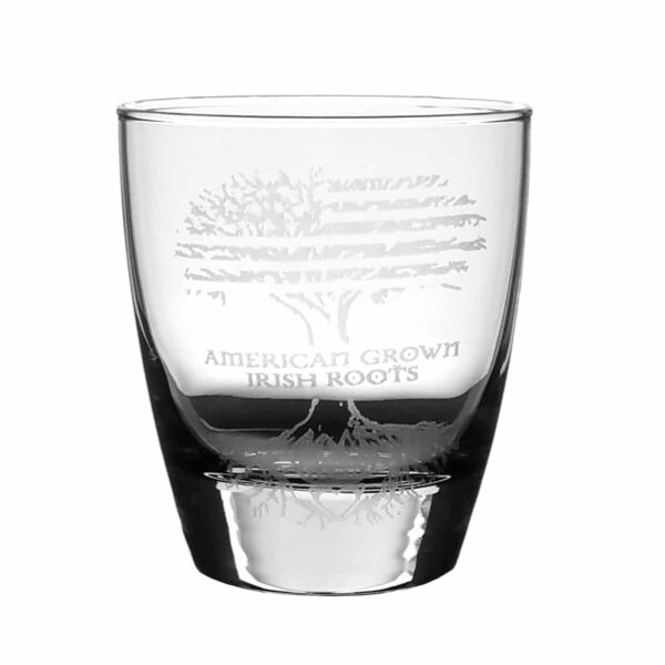 An American Grown with Irish Roots Whisky Glass, perfect for enjoying American grown whisky.