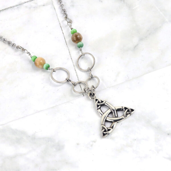 Handcrafted Triskle - Jade and Sunstone necklace