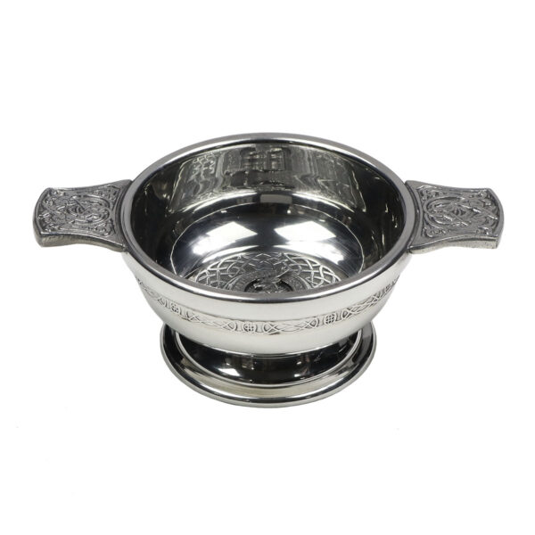 A Davidson Clan Crest Quaich - 3 Inch, an ornate silver bowl, on a white background.