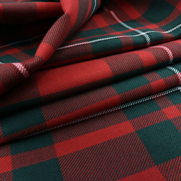 A red and green Family Tartan Research Service fabric.