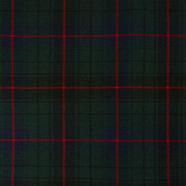 A green and red plaid tartan fabric.