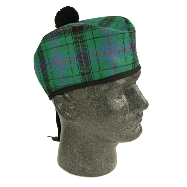 An Anderson Ancient Tartan Glengarry - Spring Weight - Size S on a mannequin head.