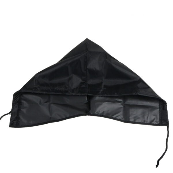 A black bag with a zipper on it, perfect for carrying essentials like Inverness Rain cape Hoods or a rain cape.