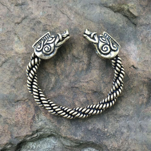 Medium Heavy Boar Celtic Torc Bracelet in Bronze or Silver